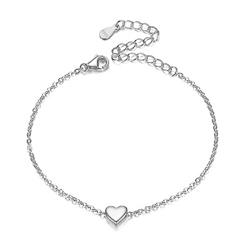Heart Charm Love Oval Chain Bracelet Lobster Claw Clasp Fashion Jewelry