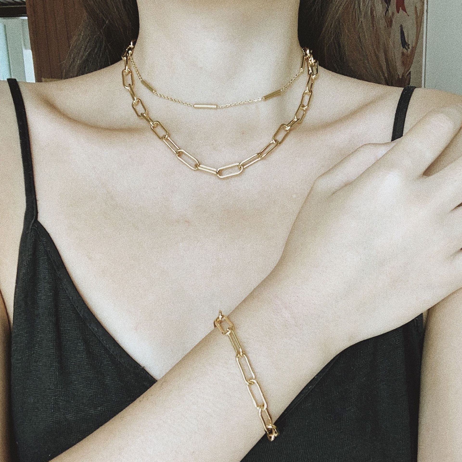 25pcs Ins Style Paperclip Design Chunky Chain Bracelet for Women