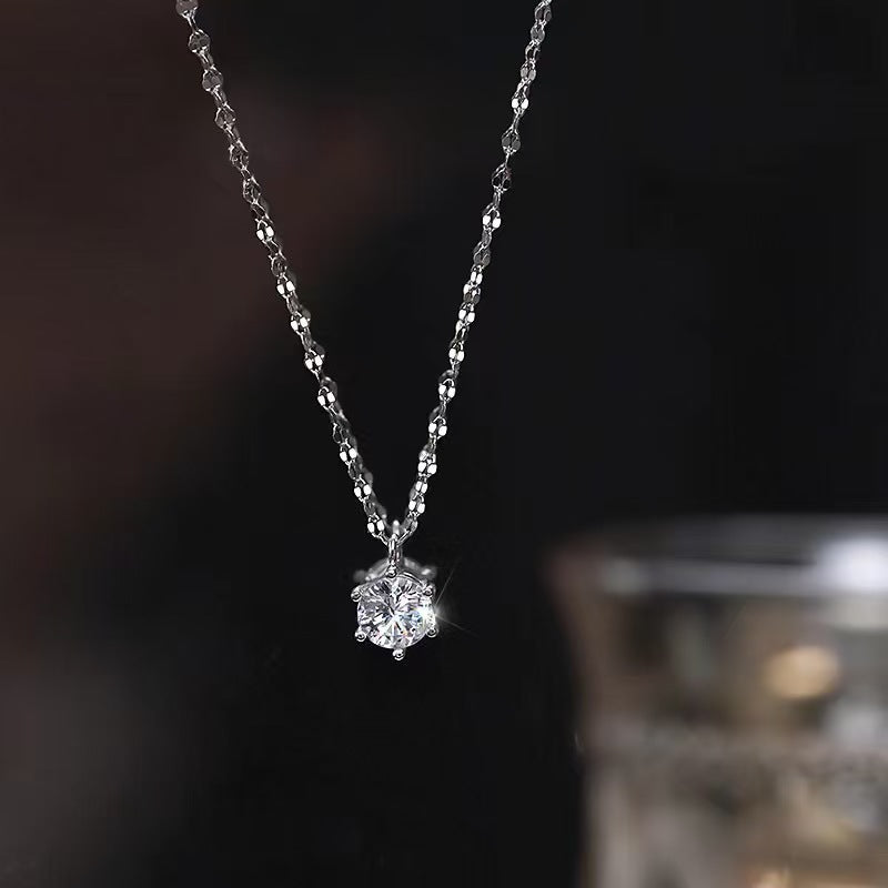 European Fashion Style Stainless Steel Water Wave Chain Diamond Necklace for Women