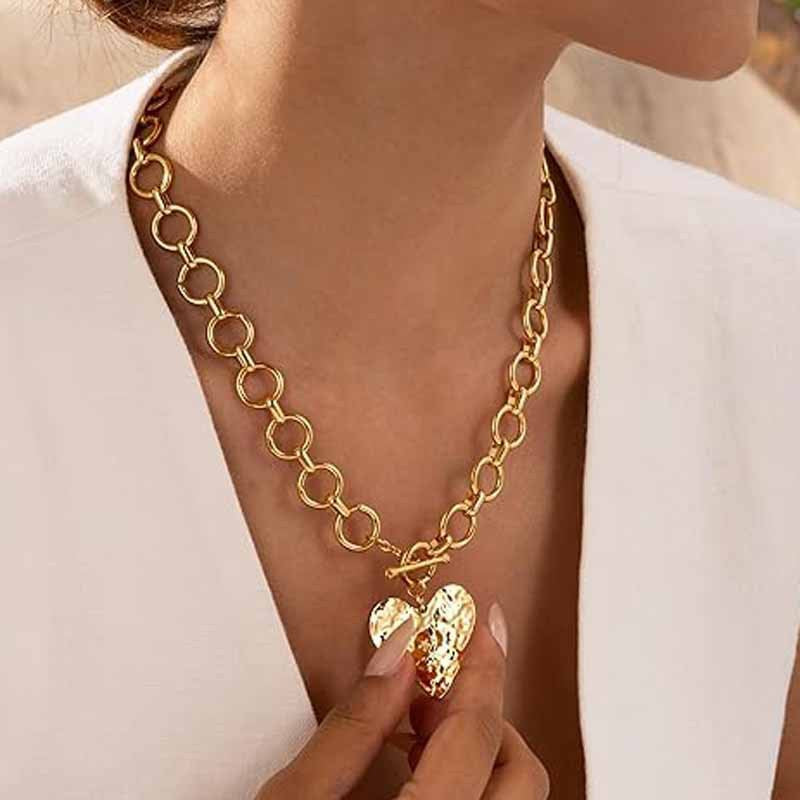 Mothers Day Gifts for Women Gold&Silver Plated Chunky Paperclip Chain Heart Necklace