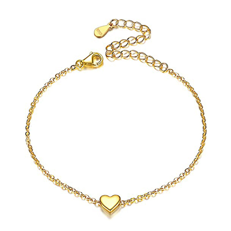 Heart Charm Love Oval Chain Bracelet Lobster Claw Clasp Fashion Jewelry