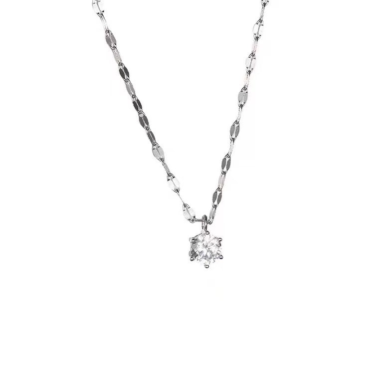 European Fashion Style Stainless Steel Water Wave Chain Diamond Necklace for Women