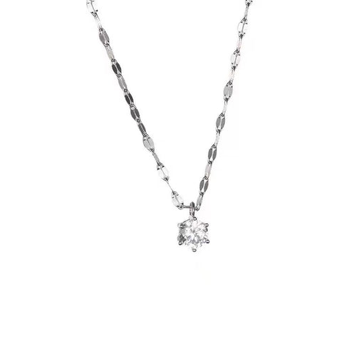 European Fashion Style Stainless Steel Water Wave Chain Diamond Necklace for Women