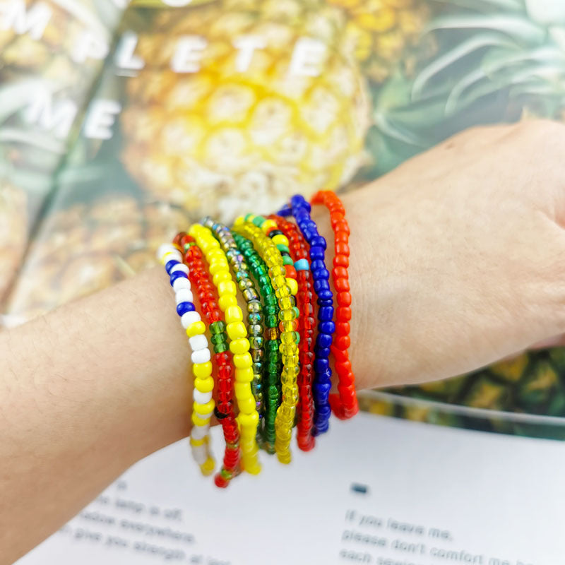 Multicolor Bohemian Bracelet Sets Dopamine Glass Beads Charm Bracelets 11 Styles