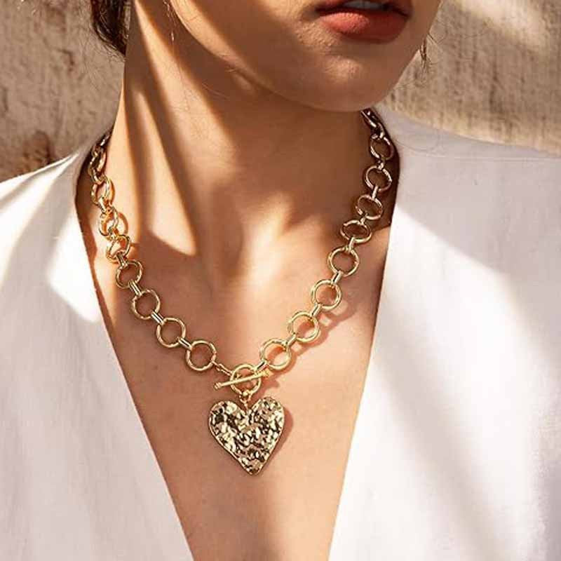 Mothers Day Gifts for Women Gold&Silver Plated Chunky Paperclip Chain Heart Necklace
