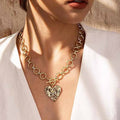 Mothers Day Gifts for Women Gold&Silver Plated Chunky Paperclip Chain Heart Necklace