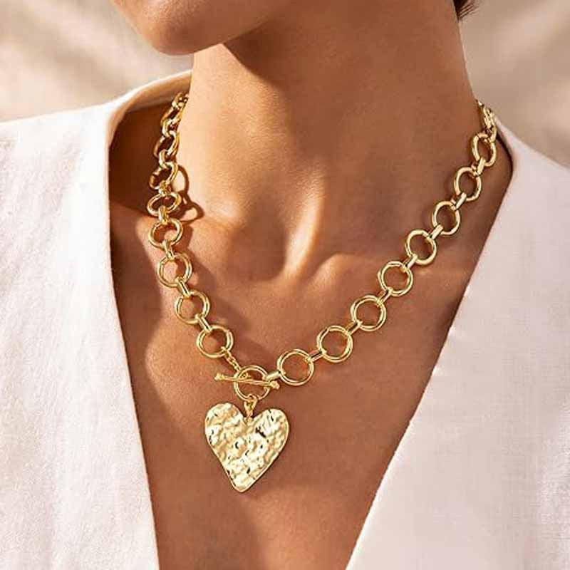 Mothers Day Gifts for Women Gold&Silver Plated Chunky Paperclip Chain Heart Necklace