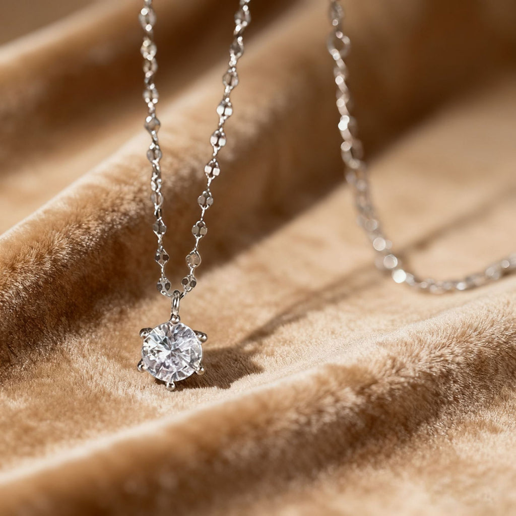 European Fashion Style Stainless Steel Water Wave Chain Diamond Necklace for Women