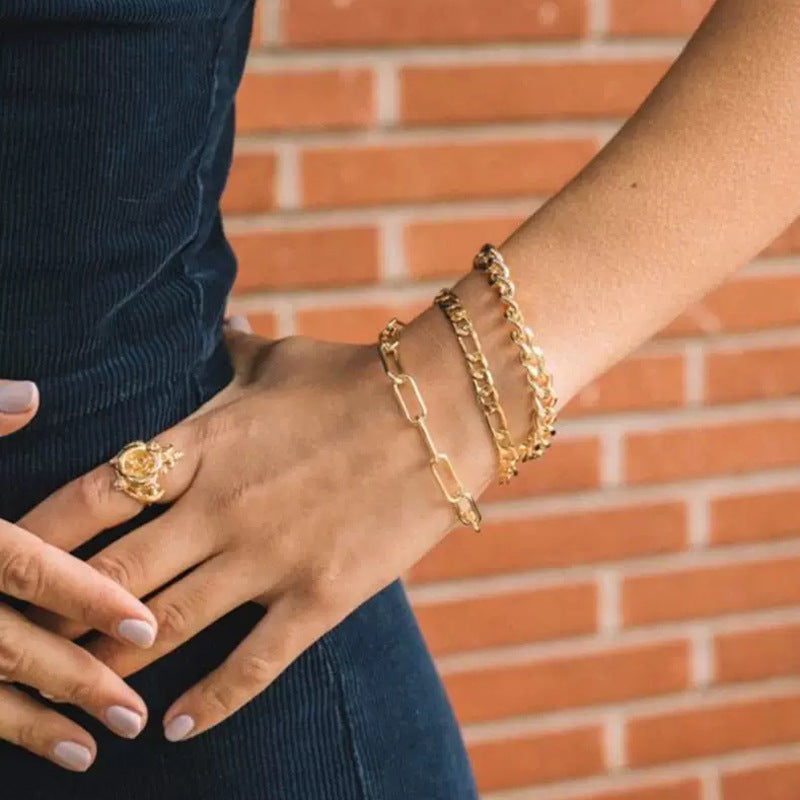 25pcs Ins Style Paperclip Design Chunky Chain Bracelet for Women